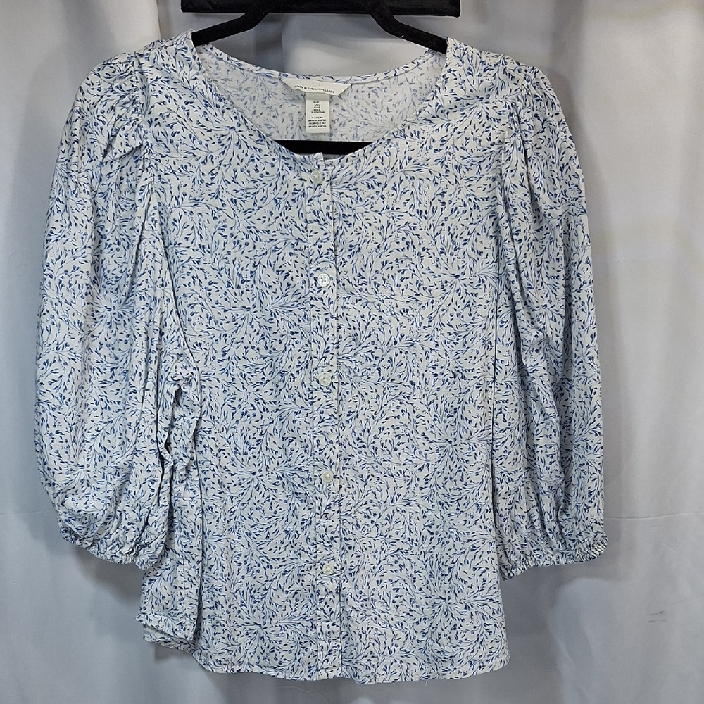 H&M Blue and White Floral Blouse